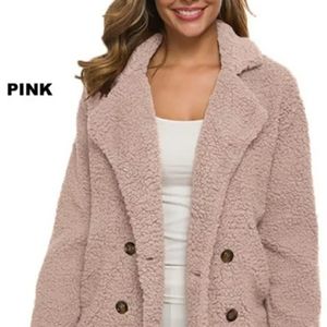 hand pocket double breasted teddy coat